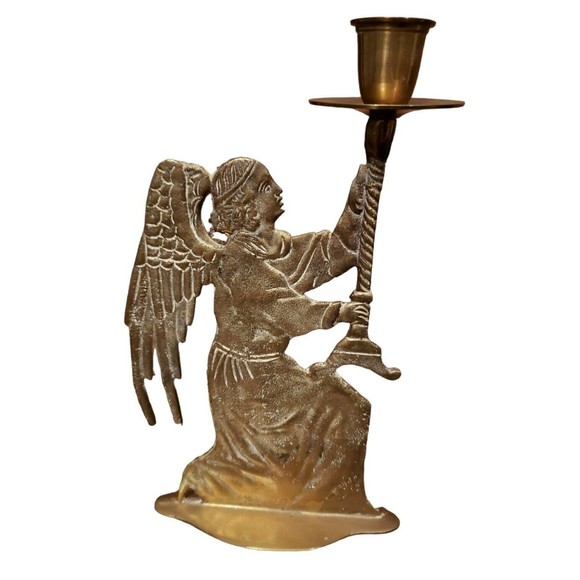 Accents Vintage Brass Kneeling Angel Candle Holder 975 Made In India